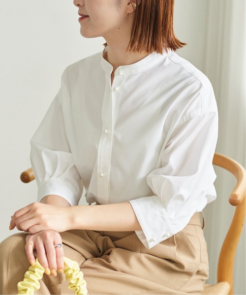 Spick &amp; Span - スピックアンドスパン Spick&amp;Span パールボタンギャザースリーブシャツ Spick & Span（スピックアンドスパン）の「≪WEB限定≫パール