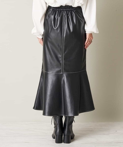 A de a.v.v（アードアー・ヴェ・ヴェ）の「（SET UP対応）配色ステッチマーメイドエコレザースカート（スカート・レディース・ブラック/ベージュ・38/36）」の9枚目の写真