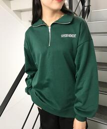 ハーフZIPカレッジロゴスウェット