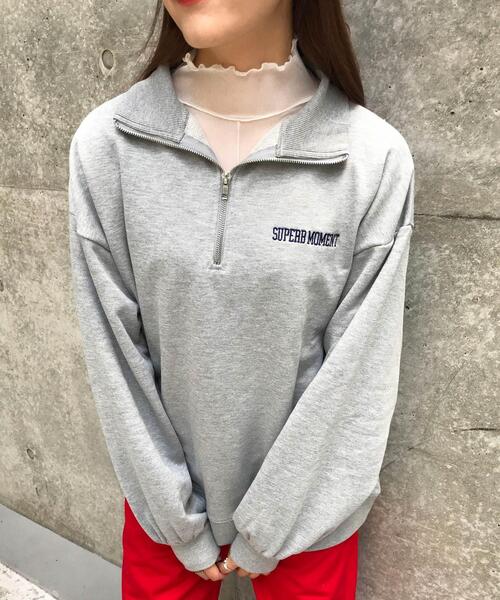 INGNI(イング)の「ハーフZIPカレッジロゴスウェット(Tシャツ/カットソー・レディース・グリーン/グレー/ブラック/ブルー・M)」の8枚目の写真
