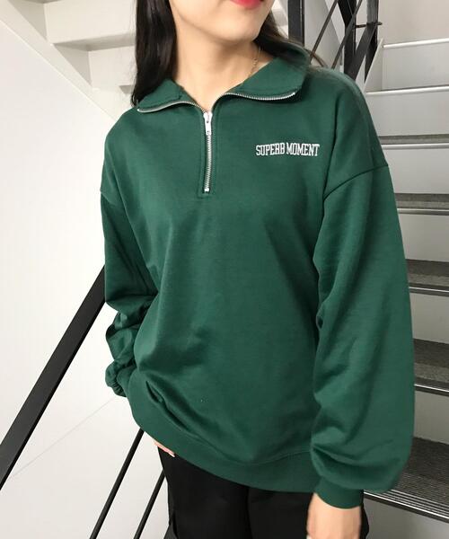 INGNI(イング)の「ハーフZIPカレッジロゴスウェット(Tシャツ/カットソー・レディース・グリーン/グレー/ブラック/ブルー・M)」の6枚目の写真