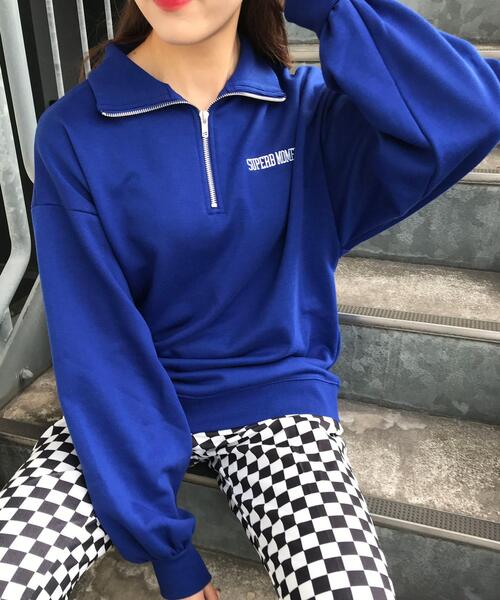 INGNI(イング)の「ハーフZIPカレッジロゴスウェット(Tシャツ/カットソー・レディース・グリーン/グレー/ブラック/ブルー・M)」の5枚目の写真