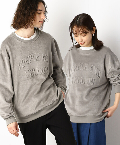 Purple&Yellow(パープルアンドイエロー)の「ロゴエンボスプルオーバー(スウェット・メンズ・ブラック/ライトグリーン/マスタード/キナリ・SMALL/MEDIUM/LARGE/X-LARGE)」の3枚目の写真