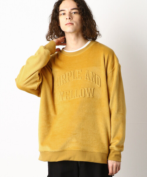 Purple&Yellow(パープルアンドイエロー)の「ロゴエンボスプルオーバー(スウェット・メンズ・ブラック/ライトグリーン/マスタード/キナリ・SMALL/MEDIUM/LARGE/X-LARGE)」の4枚目の写真