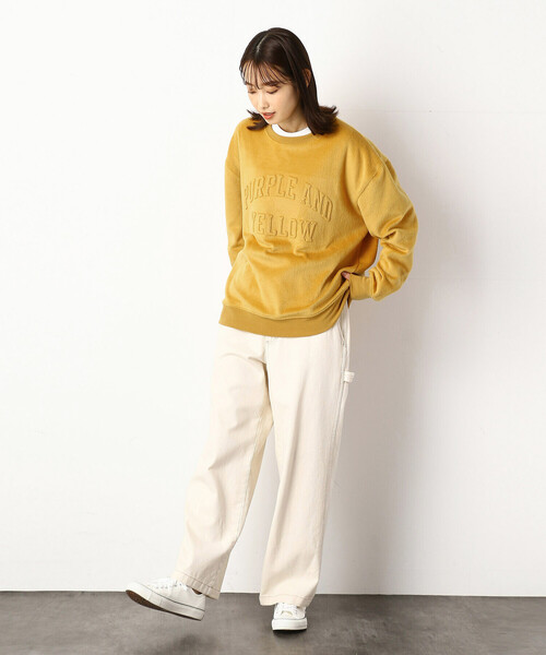 Purple&Yellow(パープルアンドイエロー)の「ロゴエンボスプルオーバー(スウェット・メンズ・ブラック/ライトグリーン/マスタード/キナリ・SMALL/MEDIUM/LARGE/X-LARGE)」の13枚目の写真