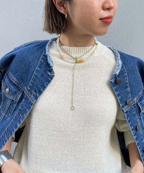 Omekashi(オメカシ)の「淡水パールカラービーズネックレス(ネックレス・レディース・グリーン/ブルー・FREE)」の7枚目の写真