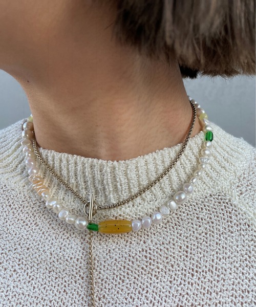 Omekashi(オメカシ)の「淡水パールカラービーズネックレス(ネックレス・レディース・グリーン/ブルー・FREE)」の5枚目の写真