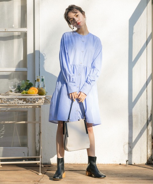 Cheek(チーク)の「ストライプティアードチュニック(チュニック・レディース・ベージュ/サックスブルー/グリーン・MEDIUM)」の5枚目の写真