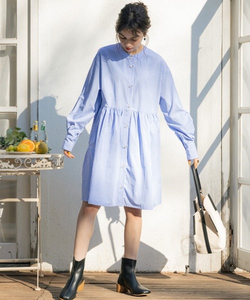 Cheek(チーク)の「ストライプティアードチュニック(チュニック・レディース・ベージュ/サックスブルー/グリーン・MEDIUM)」の6枚目の写真