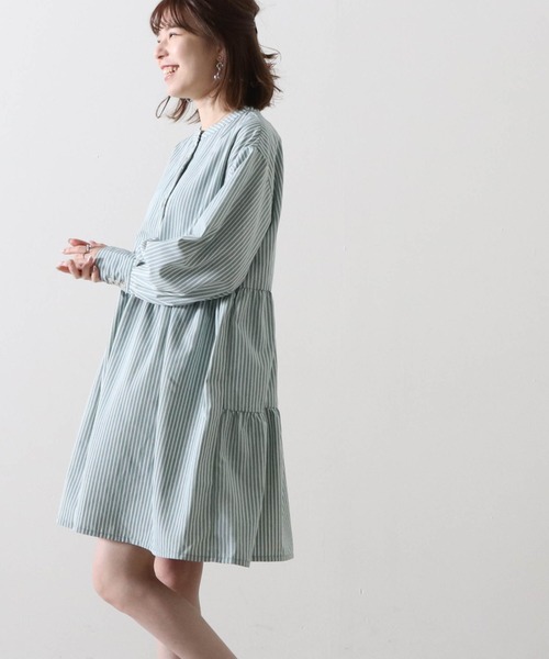 Cheek(チーク)の「ストライプティアードチュニック(チュニック・レディース・ベージュ/サックスブルー/グリーン・MEDIUM)」の9枚目の写真