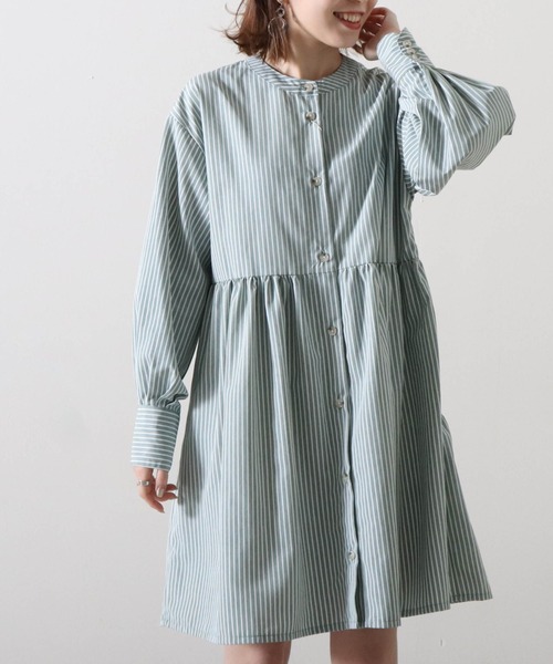 Cheek(チーク)の「ストライプティアードチュニック(チュニック・レディース・ベージュ/サックスブルー/グリーン・MEDIUM)」の12枚目の写真