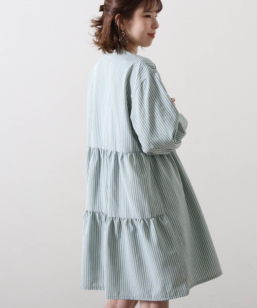 Cheek(チーク)の「ストライプティアードチュニック(チュニック・レディース・ベージュ/サックスブルー/グリーン・MEDIUM)」の15枚目の写真