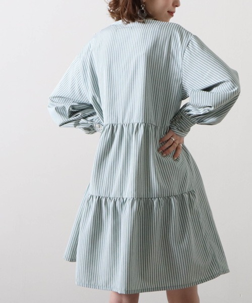 Cheek(チーク)の「ストライプティアードチュニック(チュニック・レディース・ベージュ/サックスブルー/グリーン・MEDIUM)」の16枚目の写真