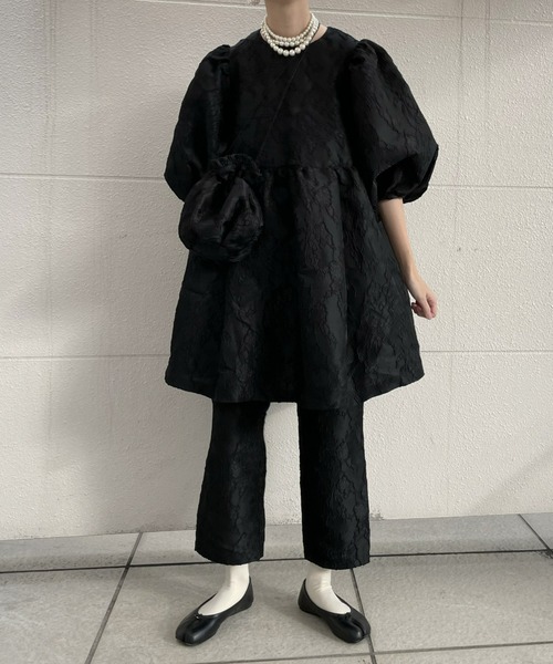 perna ペルナ　ジャガードセットアップ　ブラック PERNA（ペルナ）の「ジャガードミニバッグ（トートバッグ）」 - WEAR