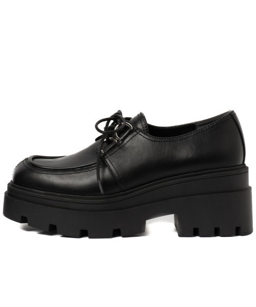 R&E（アールアンドイー）の「【R&E】トラックソールレースアップシューズ（ローファー・レディース・ブラック/アイボリー・S/M/L/LL）」の4枚目の写真