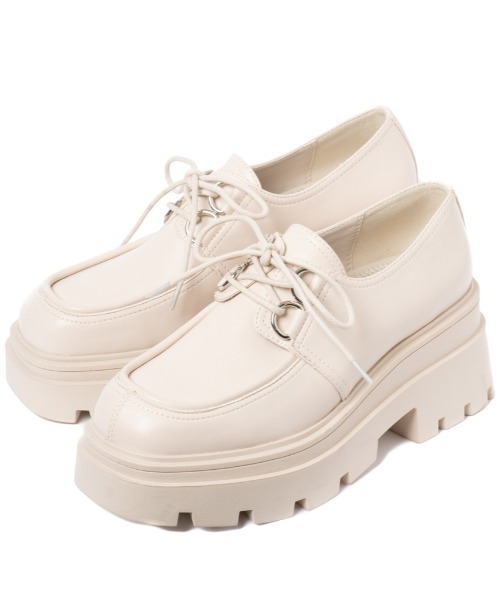 R&E（アールアンドイー）の「【R&E】トラックソールレースアップシューズ（ローファー・レディース・ブラック/アイボリー・S/M/L/LL）」の9枚目の写真