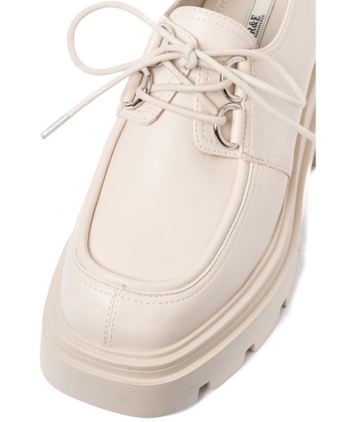 R&E（アールアンドイー）の「【R&E】トラックソールレースアップシューズ（ローファー・レディース・ブラック/アイボリー・S/M/L/LL）」の10枚目の写真