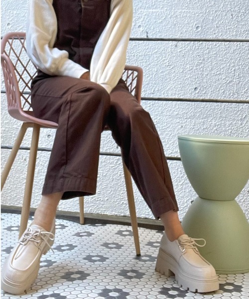 R&E（アールアンドイー）の「【R&E】トラックソールレースアップシューズ（ローファー・レディース・ブラック/アイボリー・S/M/L/LL）」の14枚目の写真