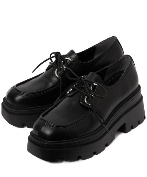 R&E（アールアンドイー）の「【R&E】トラックソールレースアップシューズ（ローファー・レディース・ブラック/アイボリー・S/M/L/LL）」の13枚目の写真