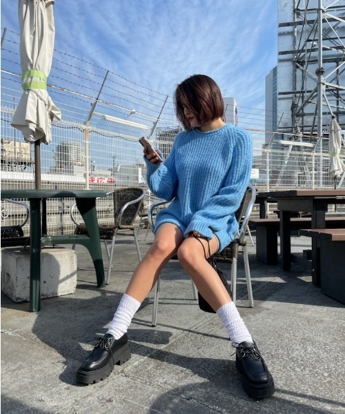 R&E（アールアンドイー）の「【R&E】トラックソールレースアップシューズ（ローファー・レディース・ブラック/アイボリー・S/M/L/LL）」の18枚目の写真