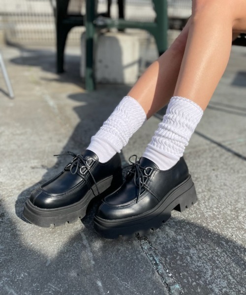 R&E（アールアンドイー）の「【R&E】トラックソールレースアップシューズ（ローファー・レディース・ブラック/アイボリー・S/M/L/LL）」の21枚目の写真