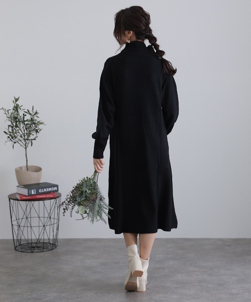 ElegChic（エレグシック）の「タートルネック フレア ニットワンピース（ワンピース・レディース・グレー/ブラウン/ブラック・L/4L/XXL）」の22枚目の写真