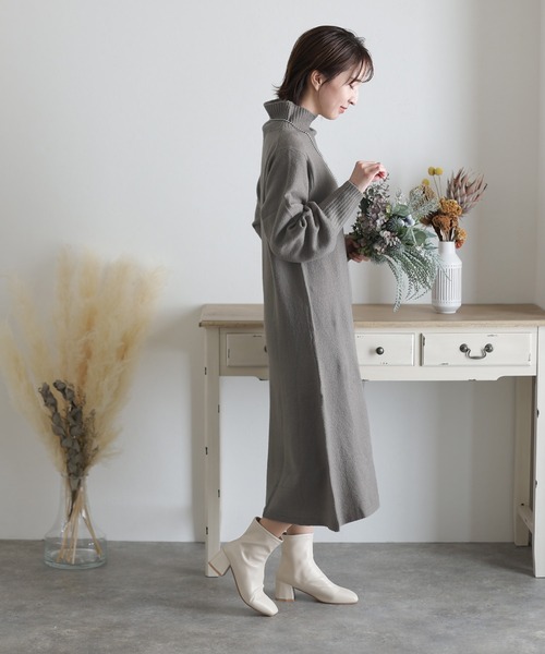 ElegChic（エレグシック）の「タートルネック フレア ニットワンピース（ワンピース・レディース・グレー/ブラウン/ブラック・L/4L/XXL）」の10枚目の写真