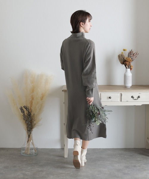 ElegChic（エレグシック）の「タートルネック フレア ニットワンピース（ワンピース・レディース・グレー/ブラウン/ブラック・L/4L/XXL）」の11枚目の写真