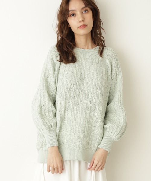 JILL STUART(ジルスチュアート)の「◆ルーカスニット(ニット/セーター・レディース・ライトグリーン/ホワイト・FREE)」の2枚目の写真