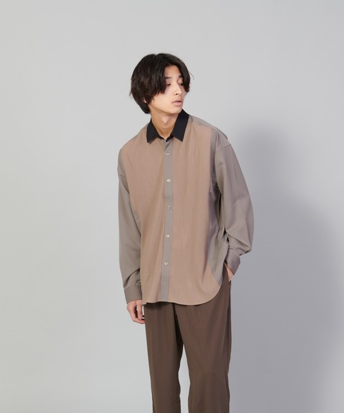 UNIIT(ユニット)の「【UNIIT/ユニット】カットプリーツスイッチルーズシャツ ビッグシルエットシャツ(シャツ/ブラウス・メンズ・チャコールグレー/ベージュ/ブルー・LARGE/MEDIUM/SMALL)」の1枚目の写真