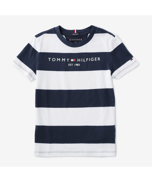 TOMMY HILFIGER(トミーヒルフィガー)の「オーガニックコットンシャツ(Tシャツ/カットソー・キッズ・ネイビー/グリーン・80cm/100cm/110cm/90cm/120cm)」の1枚目の写真