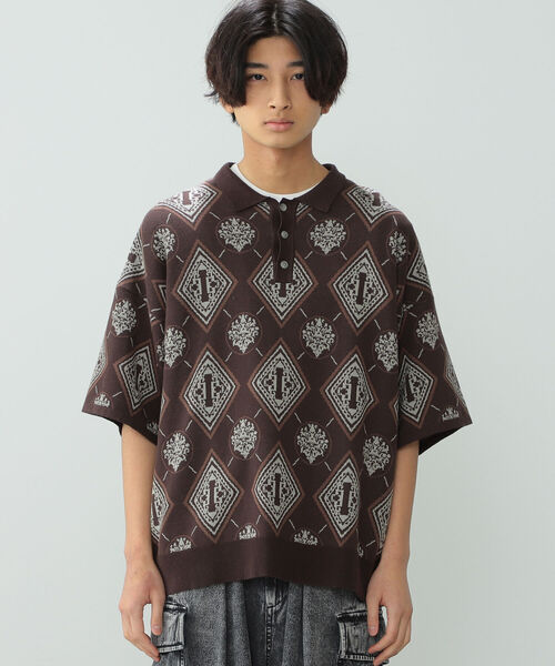 BeAMS DOT（ビームスドット）の「【WEB限定】BeAMS DOT / ジャカード ビッグシルエット ポロシャツ（ポロシャツ・メンズ・ブラウン/グリーン・LARGE/MEDIUM）」の18枚目の写真
