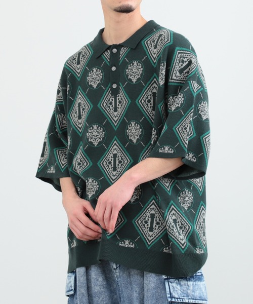 BeAMS DOT（ビームスドット）の「【WEB限定】BeAMS DOT / ジャカード ビッグシルエット ポロシャツ（ポロシャツ・メンズ・ブラウン/グリーン・LARGE/MEDIUM）」の13枚目の写真