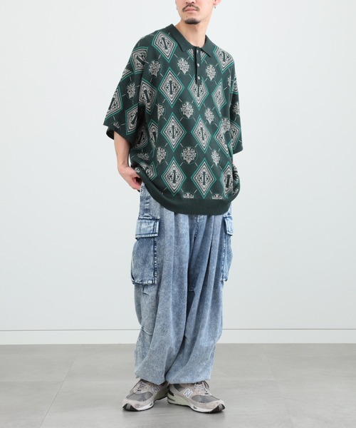 BeAMS DOT（ビームスドット）の「【WEB限定】BeAMS DOT / ジャカード ビッグシルエット ポロシャツ（ポロシャツ・メンズ・ブラウン/グリーン・LARGE/MEDIUM）」の11枚目の写真