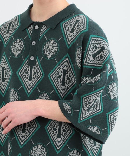 BeAMS DOT（ビームスドット）の「【WEB限定】BeAMS DOT / ジャカード ビッグシルエット ポロシャツ（ポロシャツ・メンズ・ブラウン/グリーン・LARGE/MEDIUM）」の7枚目の写真