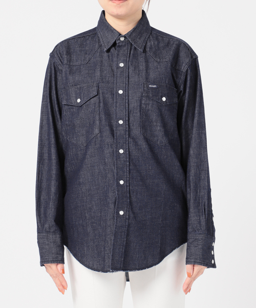 Wrangler（ラングラー）の「【WRANGLER】別注DENIMシャツ◆（シャツ/ブラウス・レディース・ネイビー/ライトグレー・LARGE/X-SMALL）」の15枚目の写真