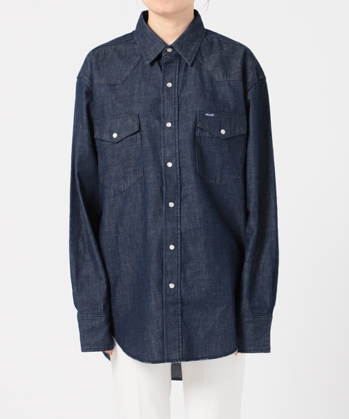 Wrangler（ラングラー）の「【WRANGLER】別注DENIMシャツ◆（シャツ/ブラウス・レディース・ネイビー/ライトグレー・LARGE/X-SMALL）」の14枚目の写真