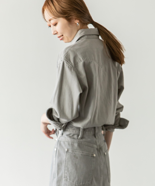Wrangler（ラングラー）の「【WRANGLER】別注DENIMシャツ◆（シャツ/ブラウス・レディース・ネイビー/ライトグレー・LARGE/X-SMALL）」の11枚目の写真