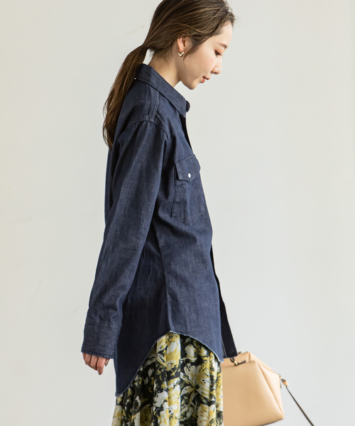 Wrangler（ラングラー）の「【WRANGLER】別注DENIMシャツ◆（シャツ/ブラウス・レディース・ネイビー/ライトグレー・LARGE/X-SMALL）」の5枚目の写真