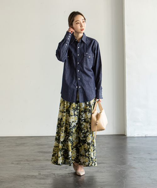 Wrangler（ラングラー）の「【WRANGLER】別注DENIMシャツ◆（シャツ/ブラウス・レディース・ネイビー/ライトグレー・LARGE/X-SMALL）」の3枚目の写真