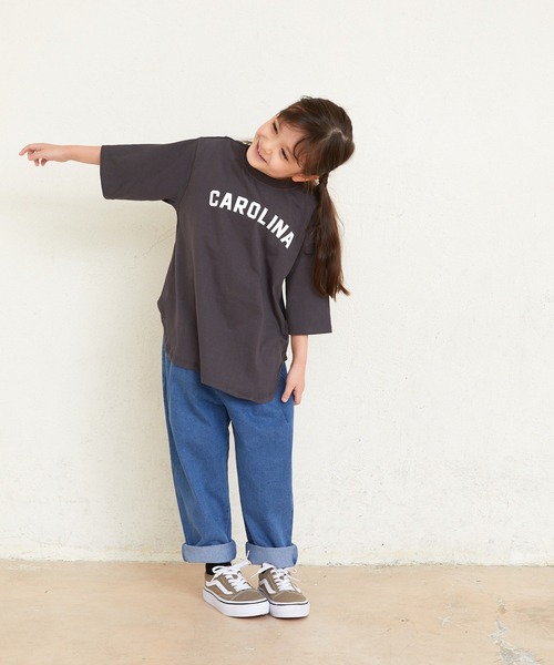ALPHA LABEL(アルファーレーベル)の「BIG DROP COLLEGE LOGO T-SHIRT(Tシャツ/カットソー・キッズ・その他2/ホワイト/チャコールグレー/ピンク・110/130/150/100/120/140/90)」の5枚目の写真