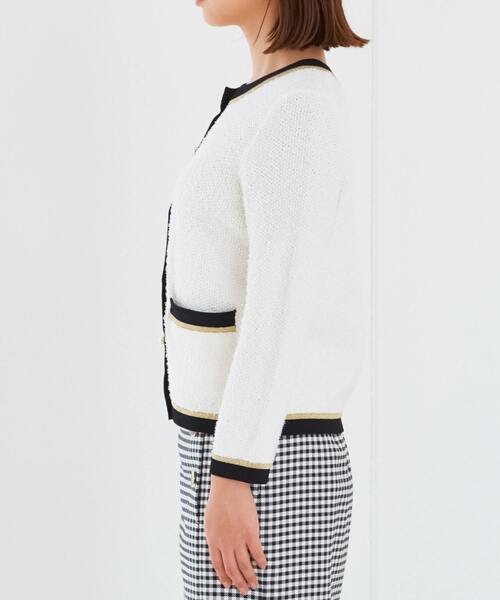 Tiara（ティアラ）の「ニットジャケット（カーディガン/ボレロ・レディース・アイボリー/ブラック・FREE）」の6枚目の写真