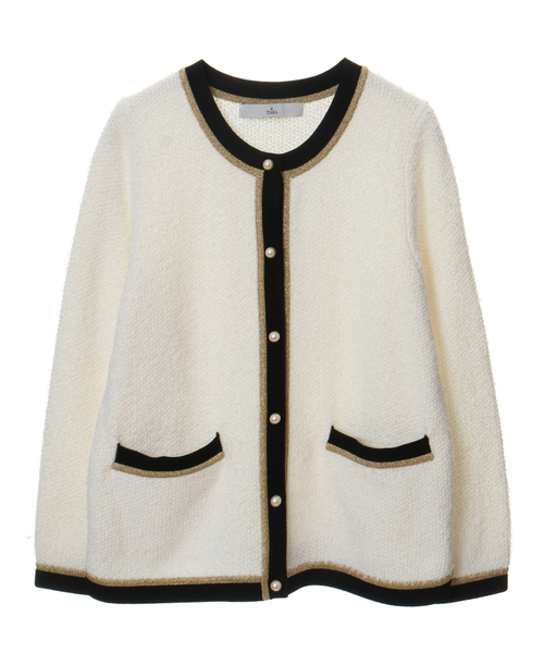 Tiara（ティアラ）の「ニットジャケット（カーディガン/ボレロ・レディース・アイボリー/ブラック・FREE）」の10枚目の写真