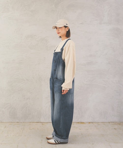 HOUSTON（ヒューストン）の「ヒューストン　PINSTRIPE DENIM DECK PANTS（サロペット/オーバーオール・メンズ・インディゴブルー/ダークインディゴブルー・M/XL/L）」の6枚目の写真
