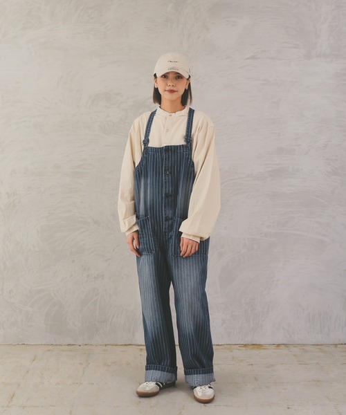 HOUSTON（ヒューストン）の「ヒューストン　PINSTRIPE DENIM DECK PANTS（サロペット/オーバーオール・メンズ・インディゴブルー/ダークインディゴブルー・M/XL/L）」の8枚目の写真