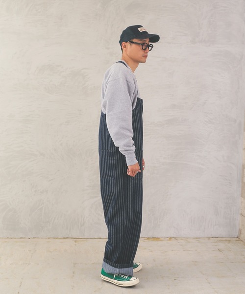HOUSTON（ヒューストン）の「ヒューストン　PINSTRIPE DENIM DECK PANTS（サロペット/オーバーオール・メンズ・インディゴブルー/ダークインディゴブルー・M/XL/L）」の12枚目の写真
