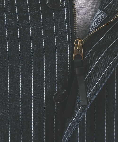 HOUSTON（ヒューストン）の「ヒューストン　PINSTRIPE DENIM DECK PANTS（サロペット/オーバーオール・メンズ・インディゴブルー/ダークインディゴブルー・M/XL/L）」の16枚目の写真