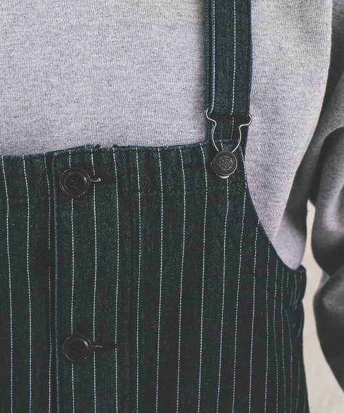 HOUSTON（ヒューストン）の「ヒューストン　PINSTRIPE DENIM DECK PANTS（サロペット/オーバーオール・メンズ・インディゴブルー/ダークインディゴブルー・M/XL/L）」の14枚目の写真