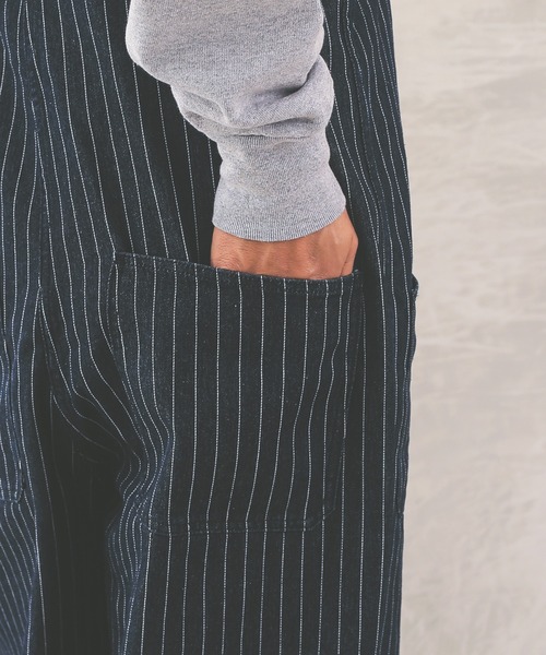 HOUSTON（ヒューストン）の「ヒューストン　PINSTRIPE DENIM DECK PANTS（サロペット/オーバーオール・メンズ・インディゴブルー/ダークインディゴブルー・M/XL/L）」の17枚目の写真