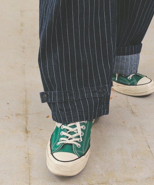 HOUSTON（ヒューストン）の「ヒューストン　PINSTRIPE DENIM DECK PANTS（サロペット/オーバーオール・メンズ・インディゴブルー/ダークインディゴブルー・M/XL/L）」の19枚目の写真